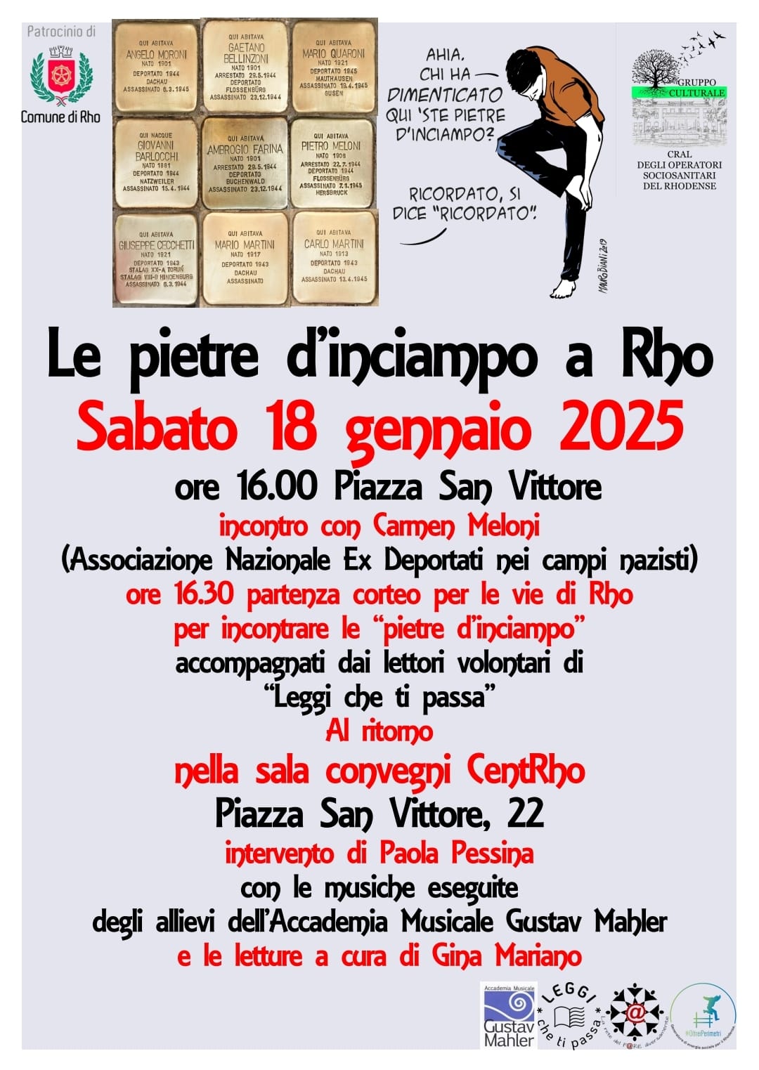 Locandina programma Le pietre d'inciampo a Rho