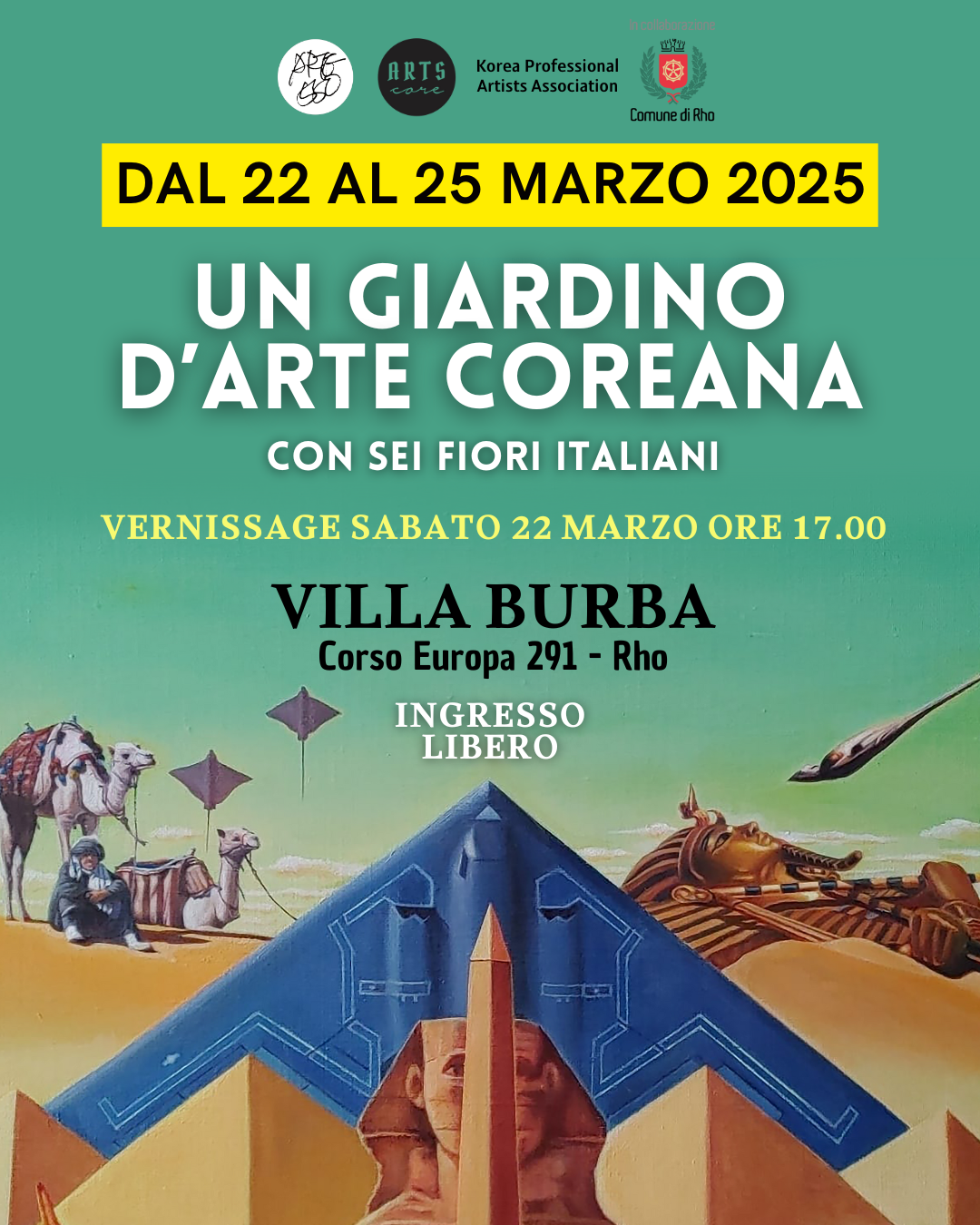dal 22 al 25 marzo Un giardino  d'arte coreana con sei fiori italiani. Vernissage sabato 22 marzo ore 17.00 Villa Burba Corso Europa 291 - Rho Ingresso libero