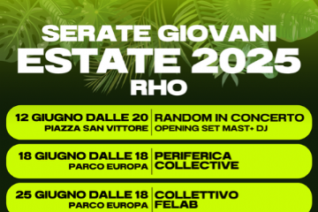 Locandina Serata Giovani Estate 2025 programma con date luoghi e gruppi