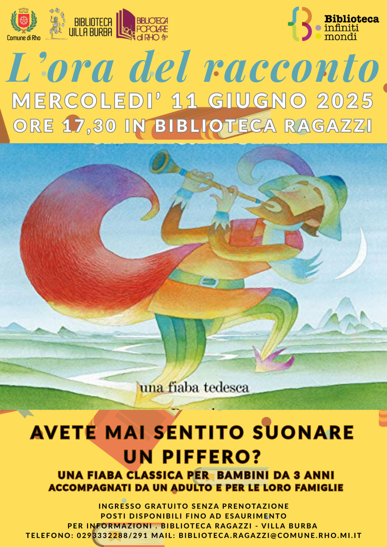 locandina L'ora del racconto Mercoledì 11 giugno  2025 biblioteca ragazzi