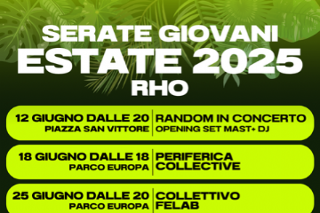 Locandina Serata Giovani Estate 2025 programma con date luoghi e gruppi