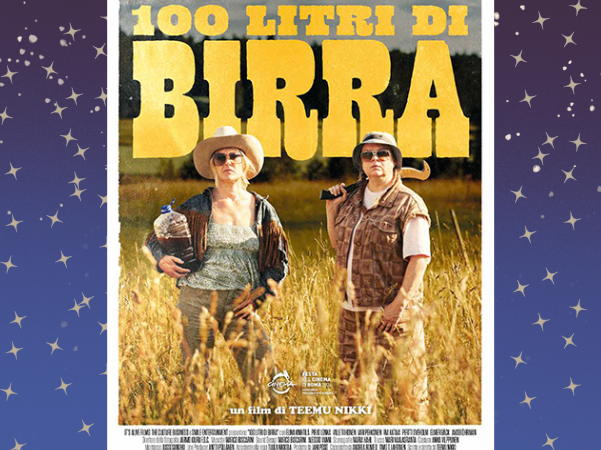 locandina del film  100 litri di birra- una donna e un uomo in un campo di granaglie