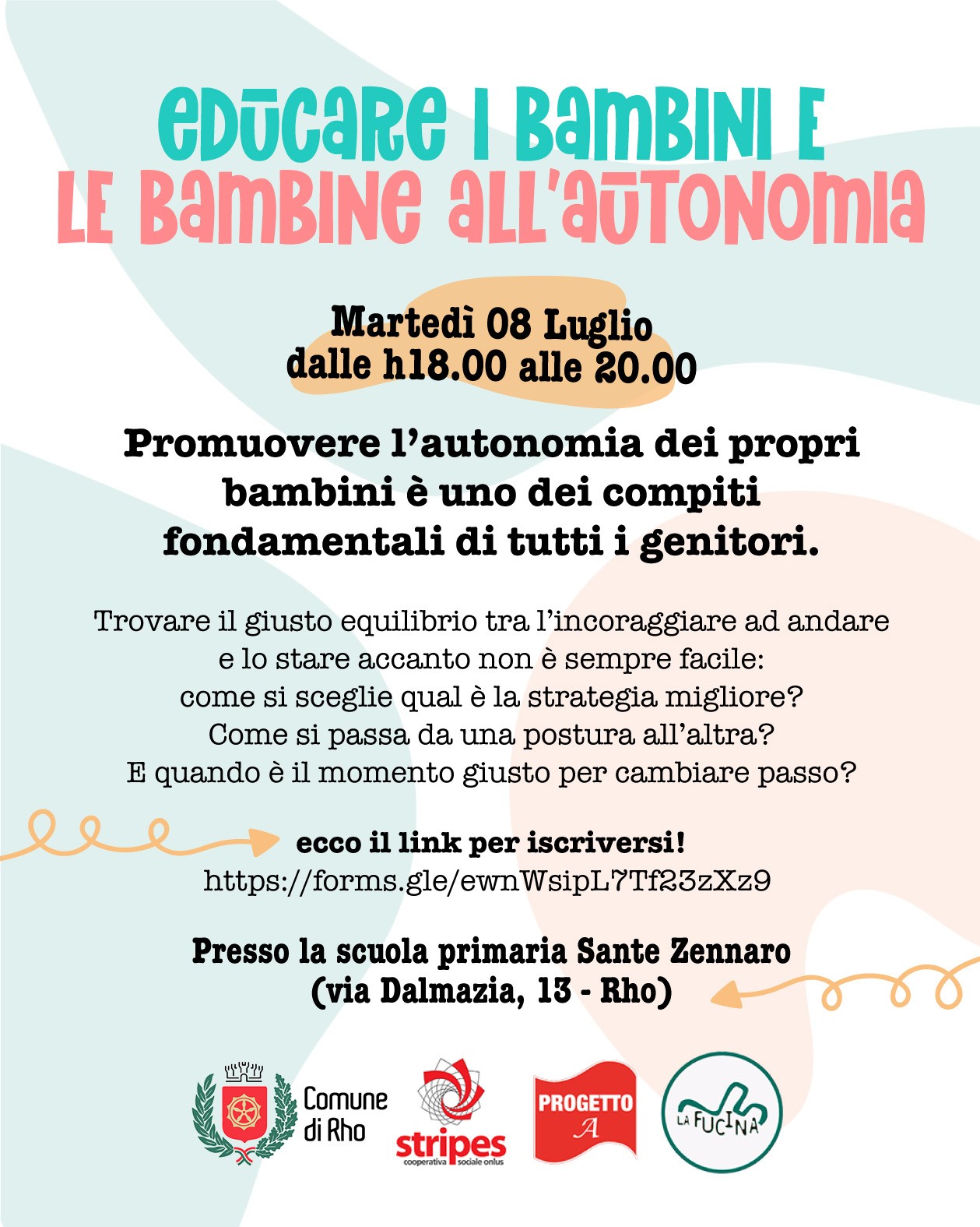 locandina con  titolo orario e spiegazione e loghi dei soggetti proponenti