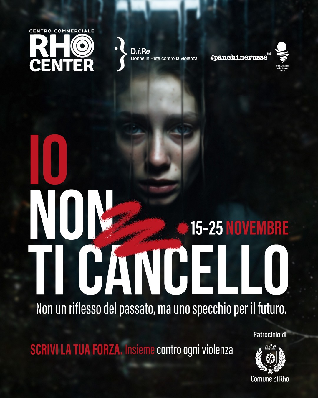 locandina con volto di donna triste e   titolo ino non ti cancello 15-25 novembre
