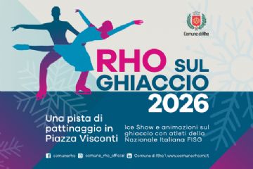 rho sul ghiaccio 2025 una pista di pattinaggio in piazza visconti grafica due danzatori sui pattini