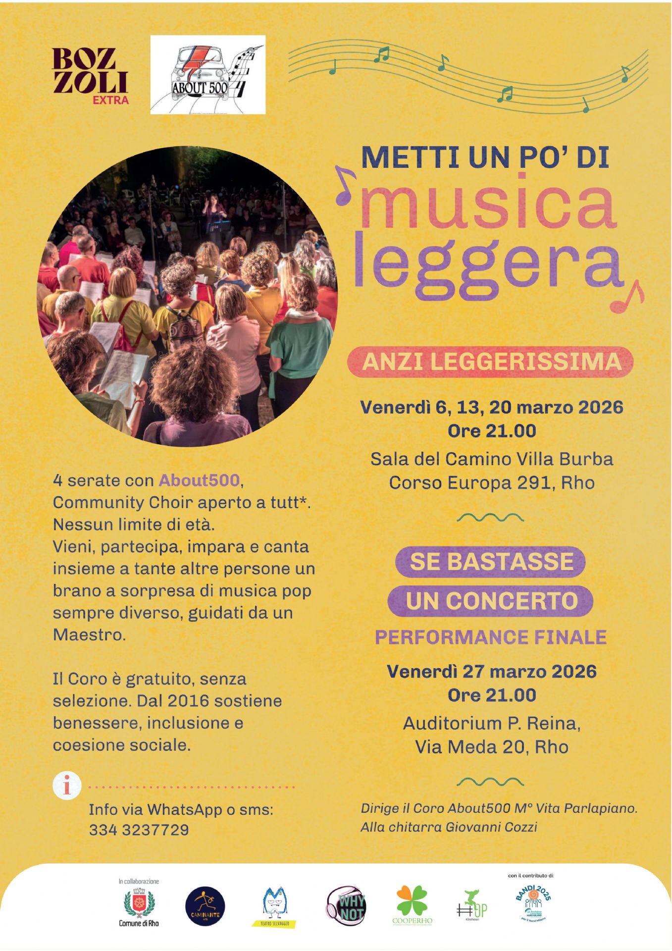 locandina evento con coro e note musicali