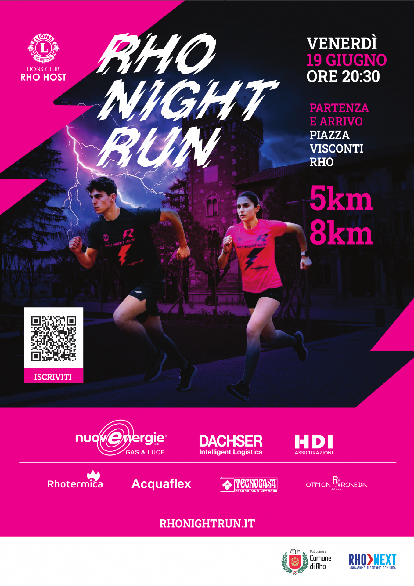 locandina uomo e donna che corrono Rho Night Run