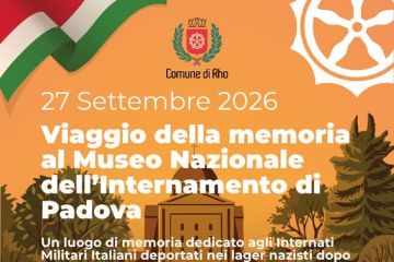 Locandina per il Viaggio della memoria al Museo Nazionale dell’Internamento di Padova in programma il 27 settembre 2026. Posticipata al 10 settembre la possibilità di iscriversi.