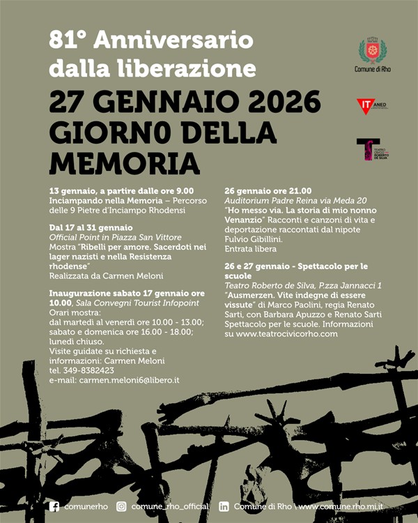 locandina 81° Anniversari della Liberazione 27 gennaio 2026 Giorno della Memoria  programma