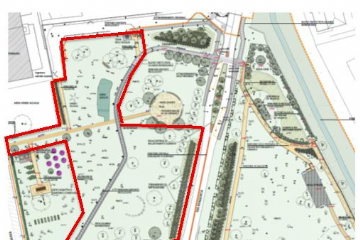 cartina del Parco: aree a verdi attrezzate che si trovano tra via Verbania e via Magenta sono nuovamente aperte al pubblico (nella mappa delimitate dalla linea rossa).