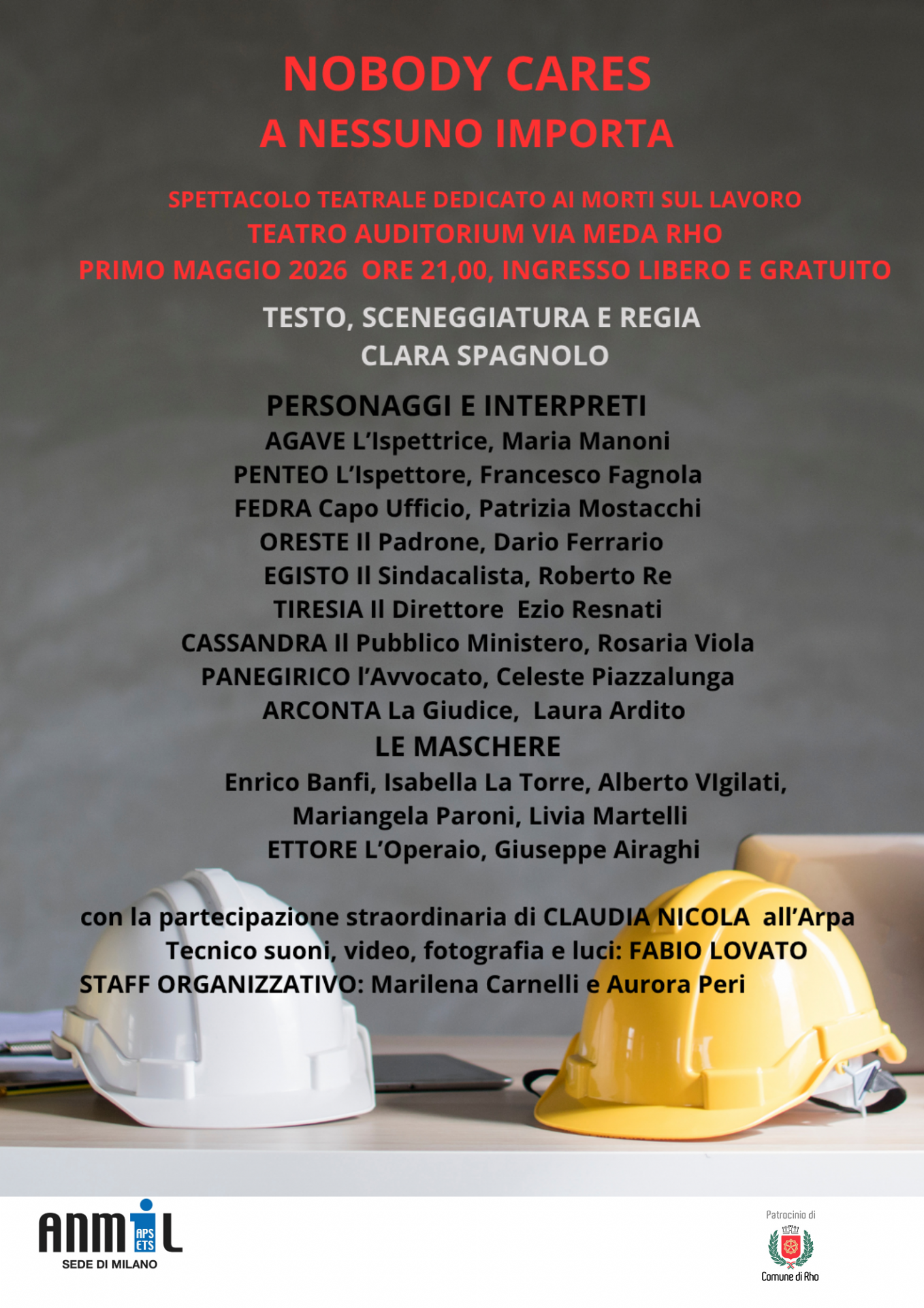 locandina evento con foto di caschetti da lavoro