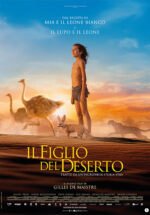 locandina film Il figlio del deserto ragazzino protagonista del film in piedi e sullo sfondo animali del deserto