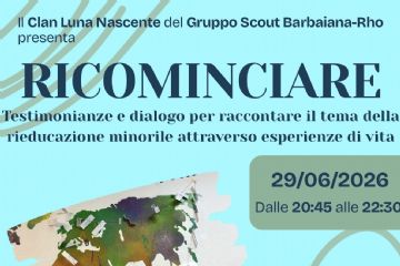 locandina ricominciare  un disegno di i due persone sedute 