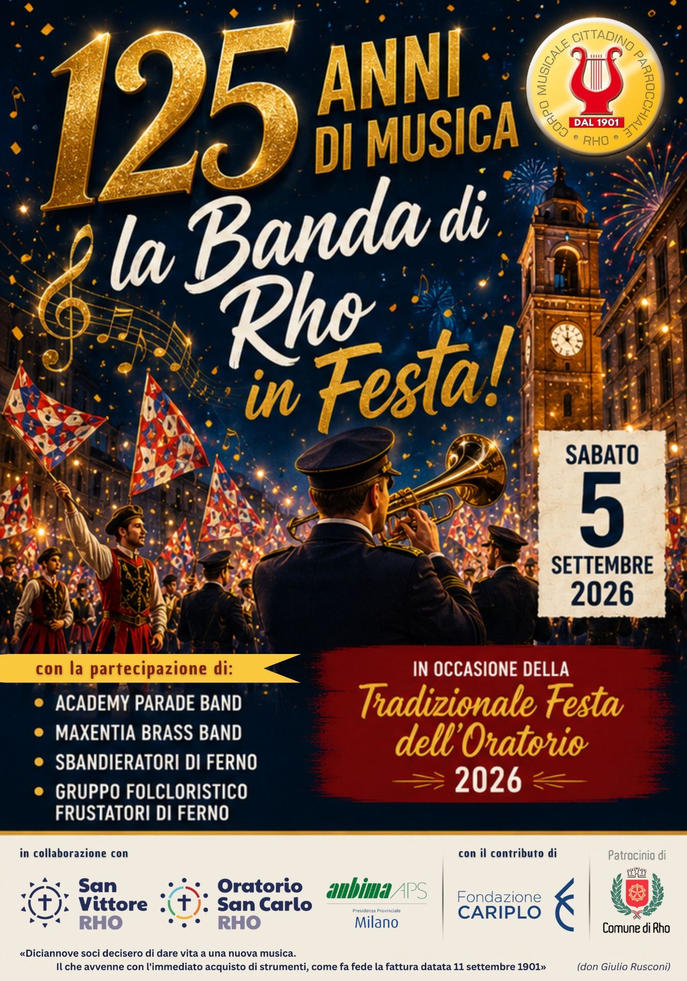 locandina 125 anni di musica la Banda di Rho in festa