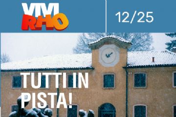 Vivi Rho 12/25 tutti in pista! particolare di villa Burba e fontana ricoperte dalla neve