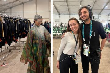 A sinistra Carlotta De Angeli, a destra Chiara Nasuelli con il coordinatore Mattia Pasquali a San Siro