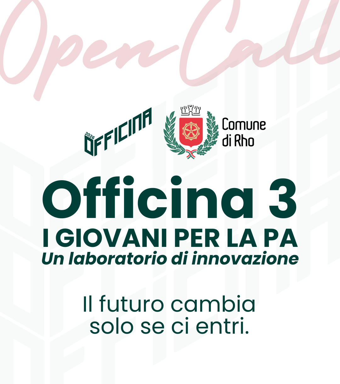 Locandina Bando Officine 3 I giovani per la PA. Un laboratorio di innovazione.