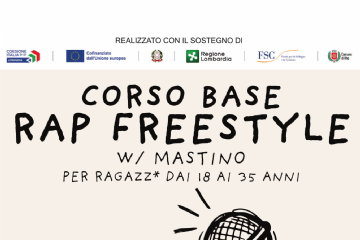 locandina corso base Rap Freestyle con il disegno di un microfono
