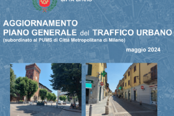 Aggiornamento del nuovo Piano Generale del Traffico Urbano (PGTU) subordinato al PUMS si Città Metropolitana di Milano. Maggio 2024. Logo del Centro Studi PIM incaricata per la redazione del piano.