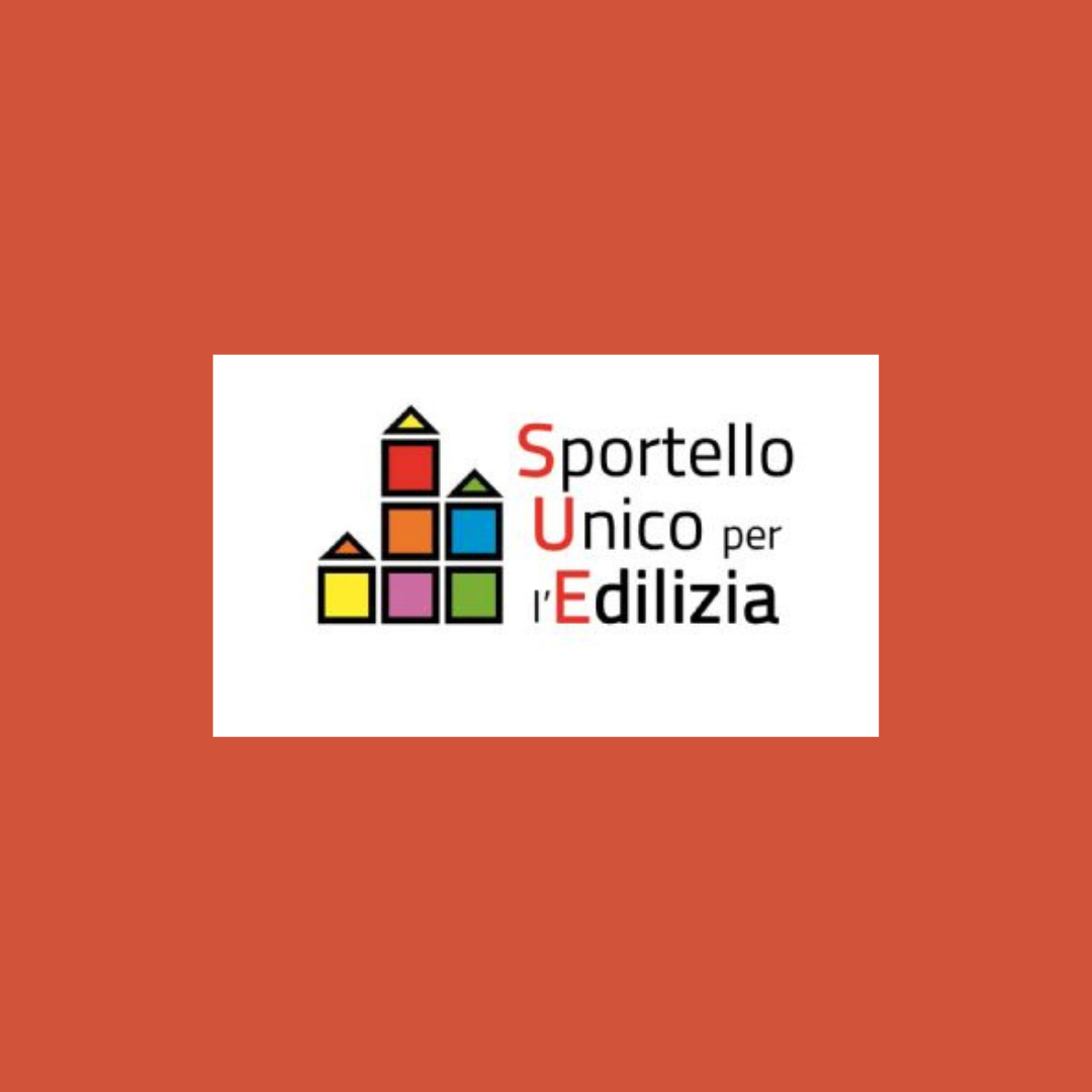 grafica che rappresenta tre casette colorate e la scritta Sportello Unico per l'edilizia