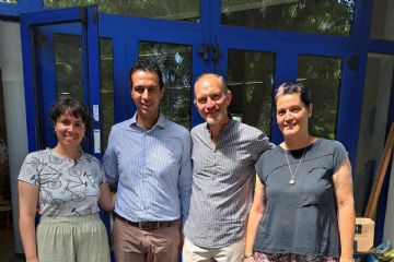 da sinistra educatrice del servizio Bada Bum  sindaco Andrea Orlandi assessore Paolo Bianchi coordinatrice del servizio Bada Bum Silvia Campi