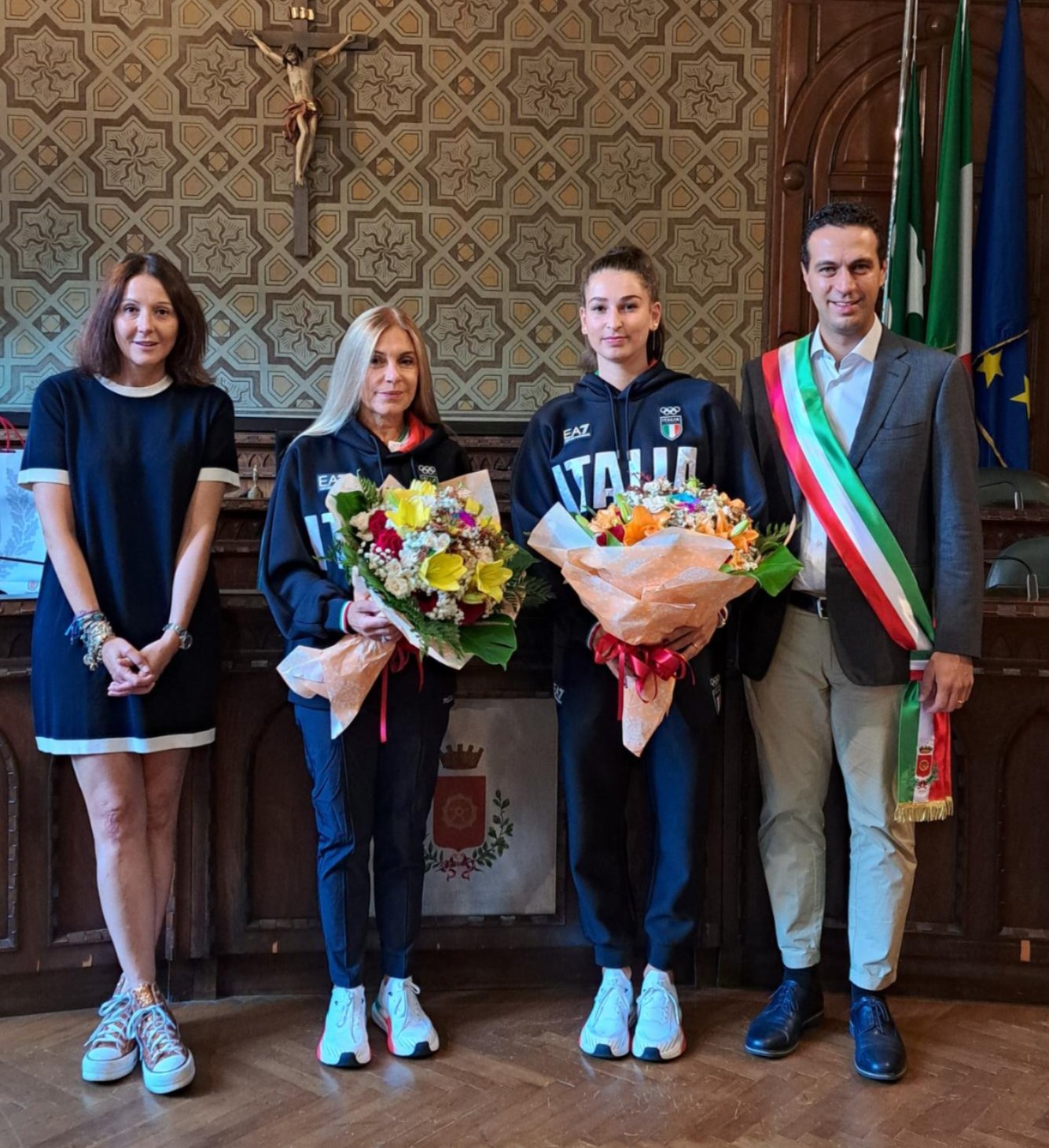 Da sinistra: Alessandra Borghetti, Emanuela Maccarani, Laura Paris, Andrea Orlandi
