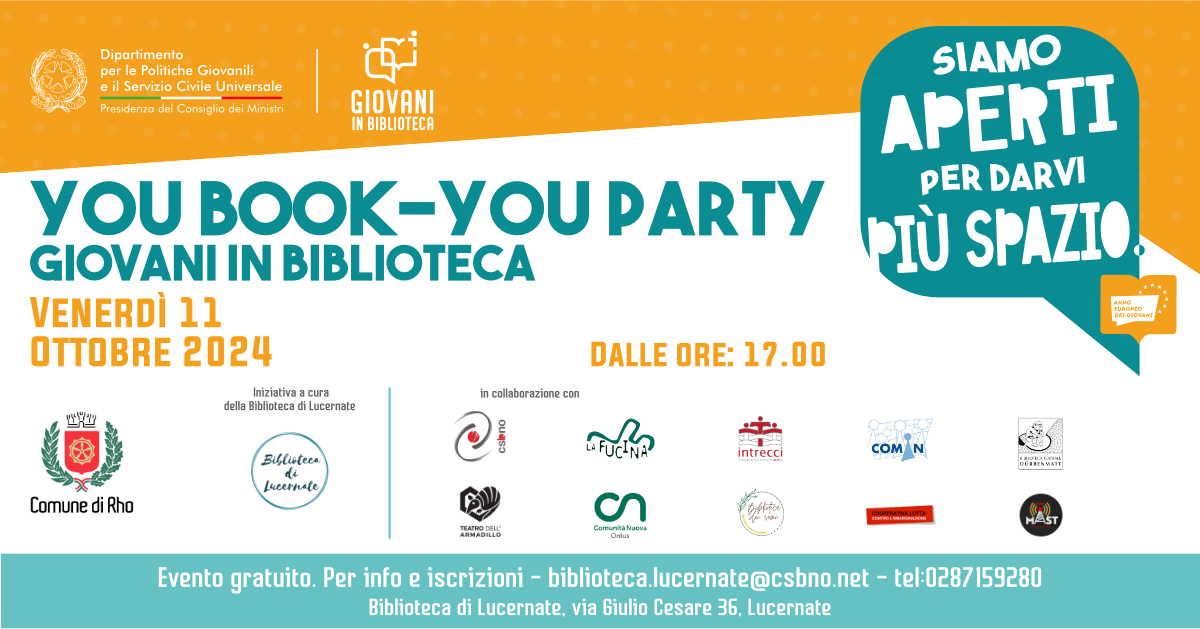 you book - you party. Giovani in biblioteca