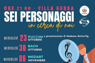 Locandina evento ore 21 Villa burba Sei personaggi in cerca di noi 