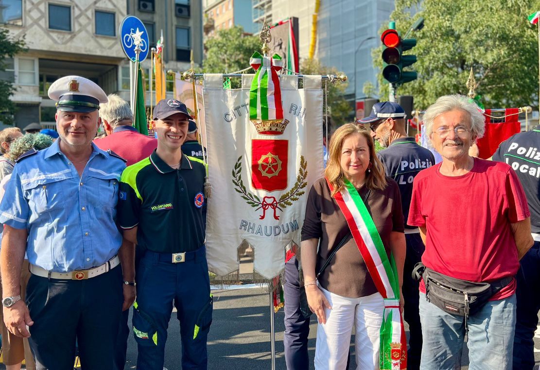 polizia locale di Rho con gonfalone Maria Rita Vergani, Mario Anzani