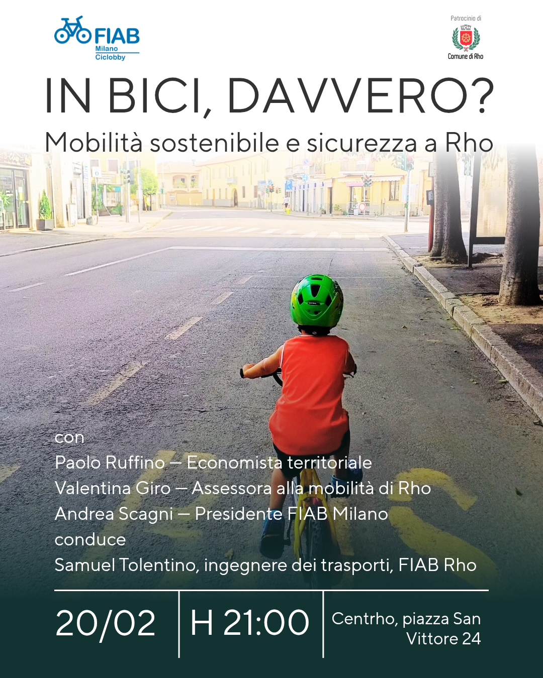 locandina della serata in Bici davvero. Bambino in bicicletta