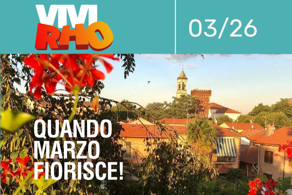 viviRho scorcio della citta e in primo piano un geranio rosso