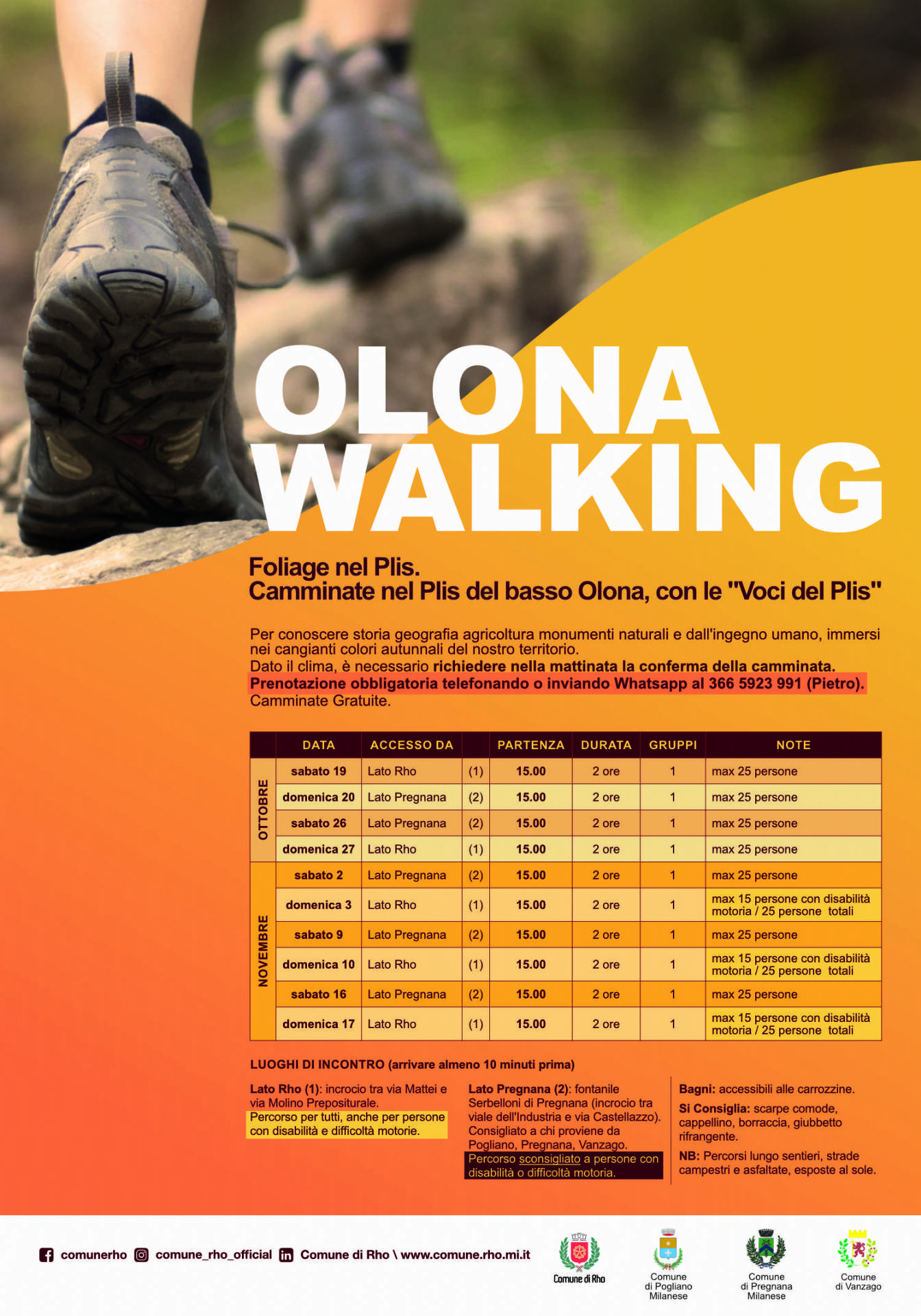 Ecco le date delle camminate foliage nel Plis del basso Olona e le informazioni per prenotarsi e partecipare.