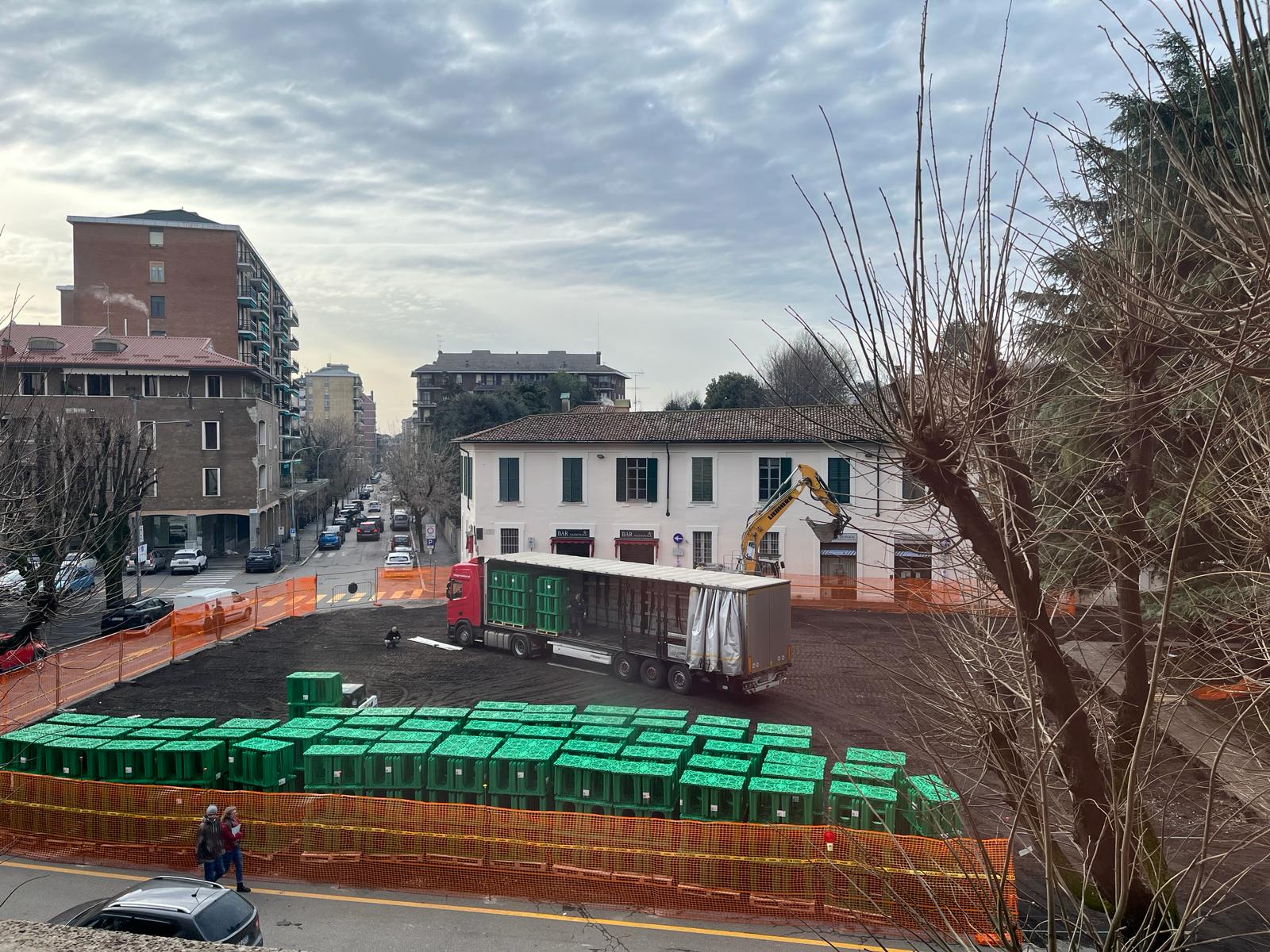 Sistema di drenaggio acque piovane piazza Visconti