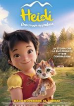 locandina film  Heidi  che tiene in braccio un gattino rosso