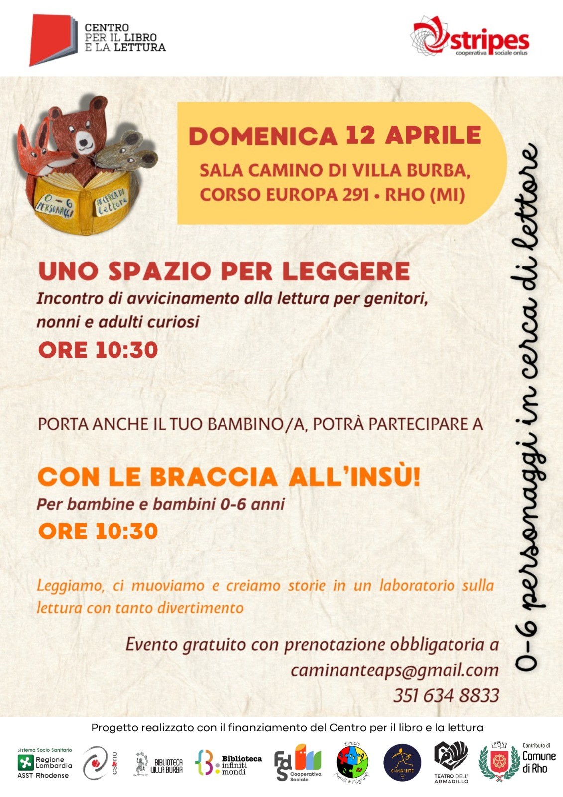 locandina con calendario e programma evento Uno spazio per leggere