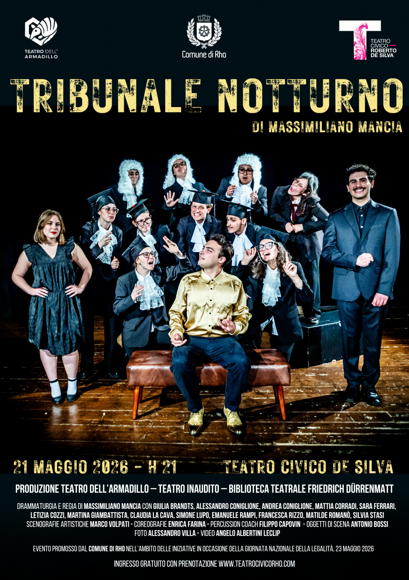 locandina Tribunale Notturno sulla scena tutti i protagonisti dello spettacolo di prosa