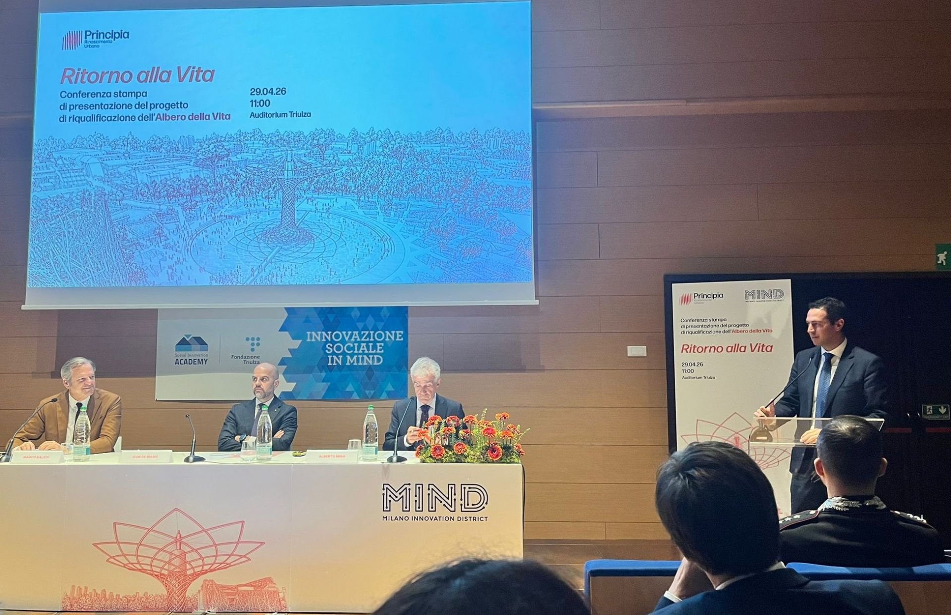 Andrea Orlandi alla presentazione della rinascita dell'Albero della Vita