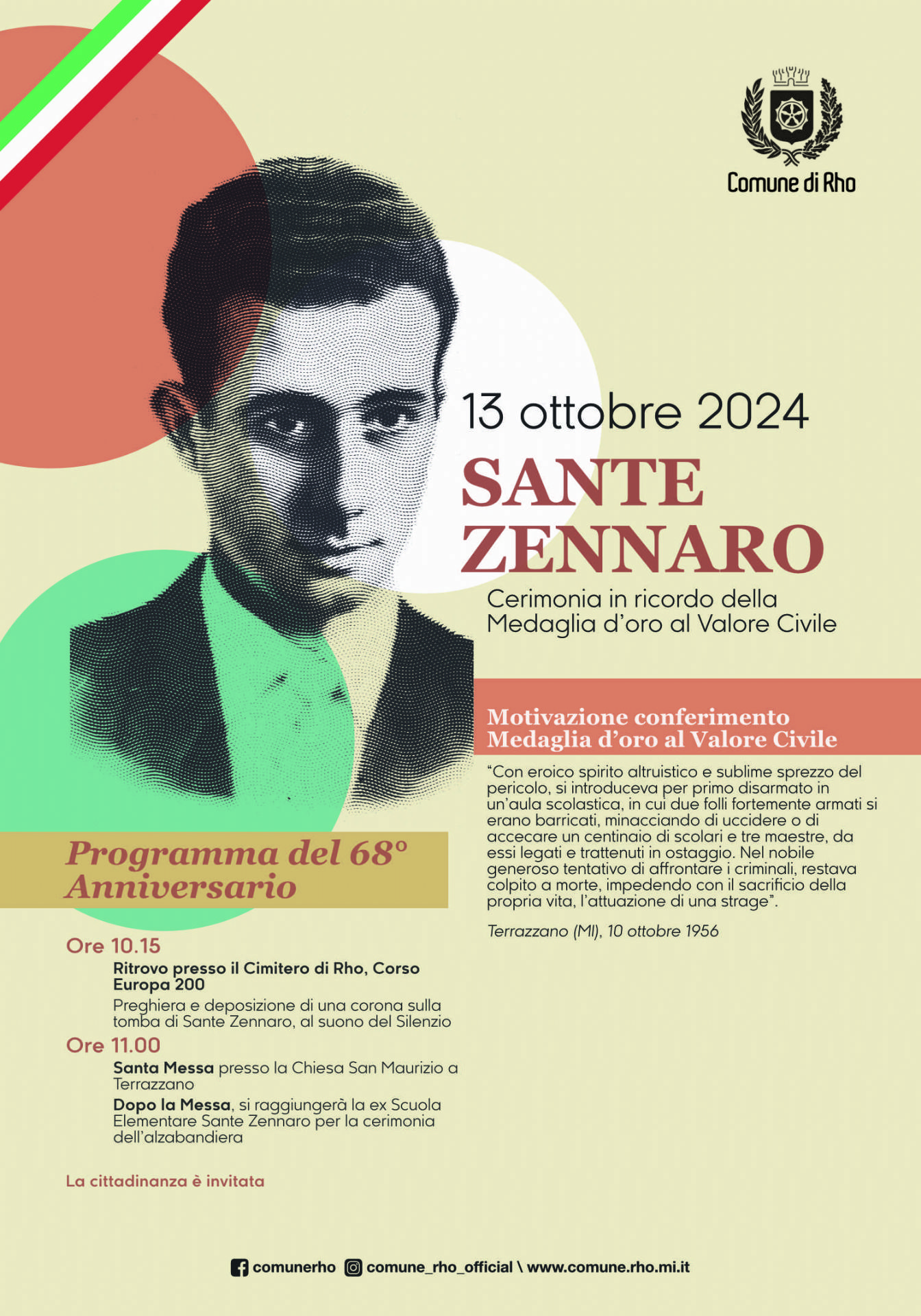 Locandina Programma del 68 Anniversario - 13 ottobre 2024 Sante Zennaro