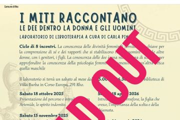 locandina I Miti Raccontano: le dee dentro di noi . Laboratorio di Libroterapia a cura di Carla Pinna