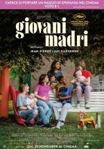 Locandina film Giovani madri Panchina con mamme con bebè in braccio