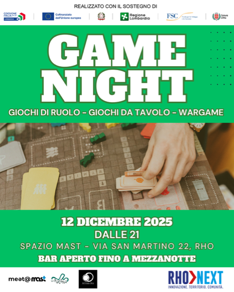 Game Night 12 dicembre dalle 21 allo Spazio Mast
