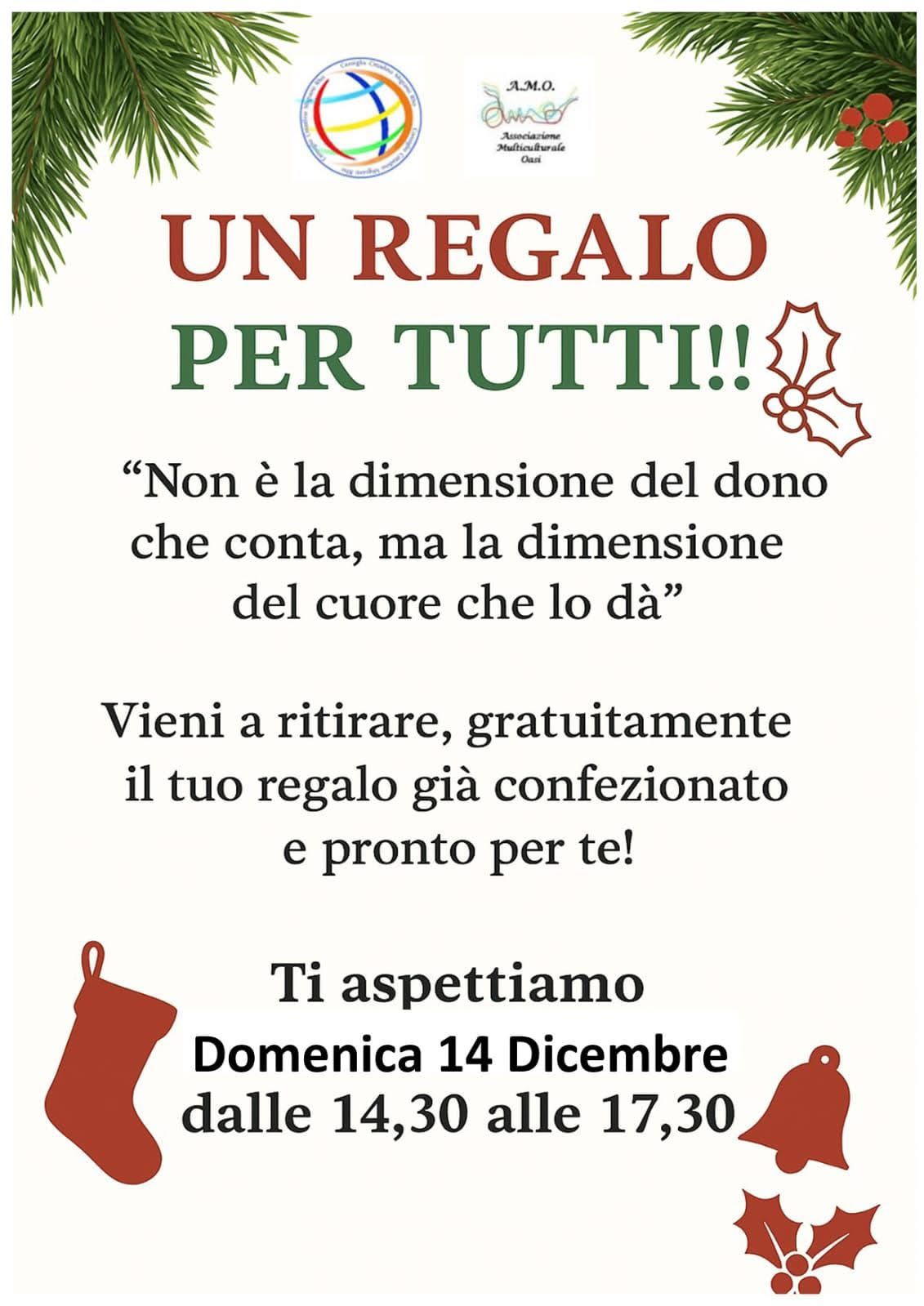 Locandina natalizia con addobbi natalizi e loghi 