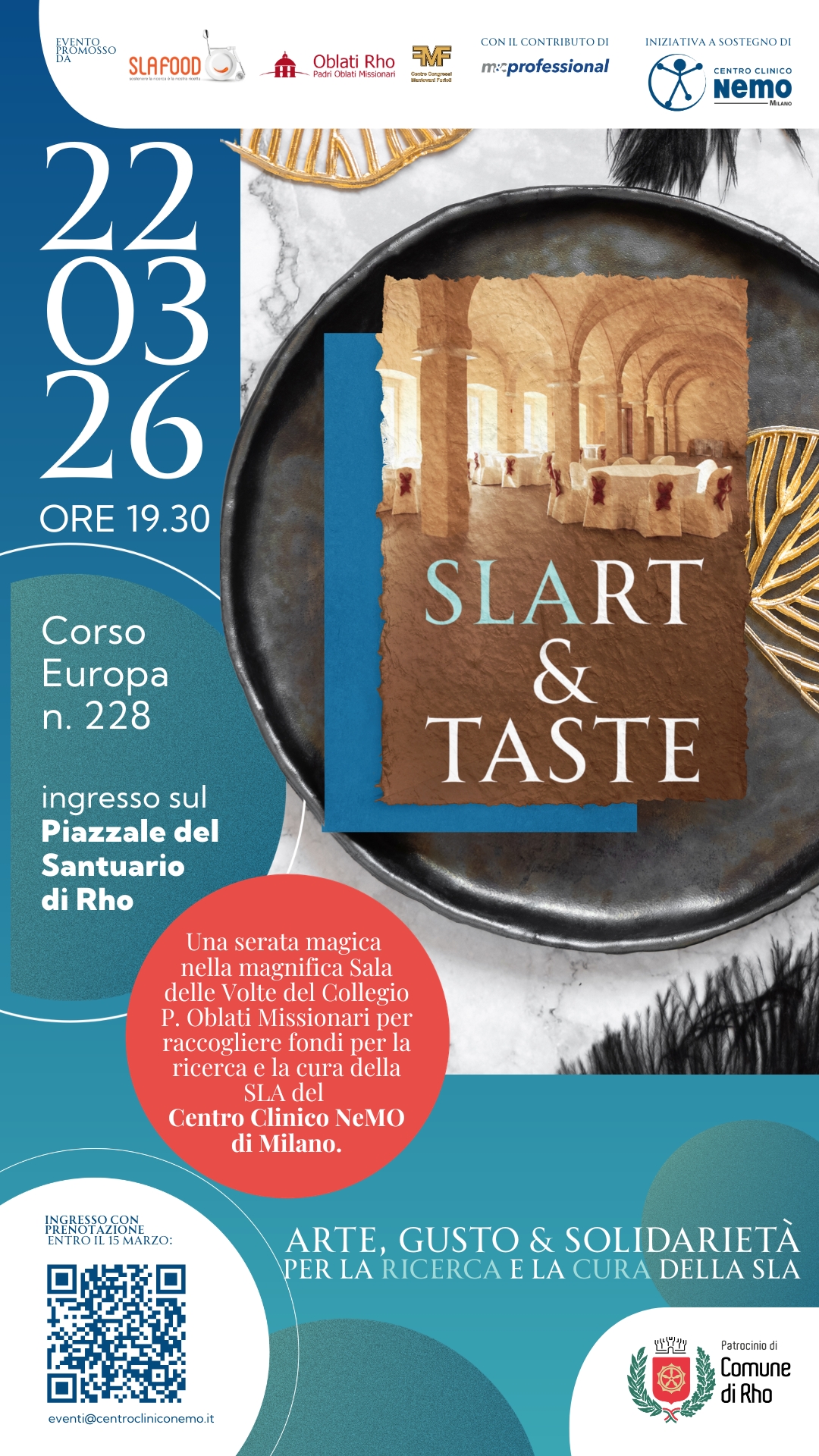 locandina Slart&Taste arte gusto e solidarietà per la ricerca e la cura della SLA
