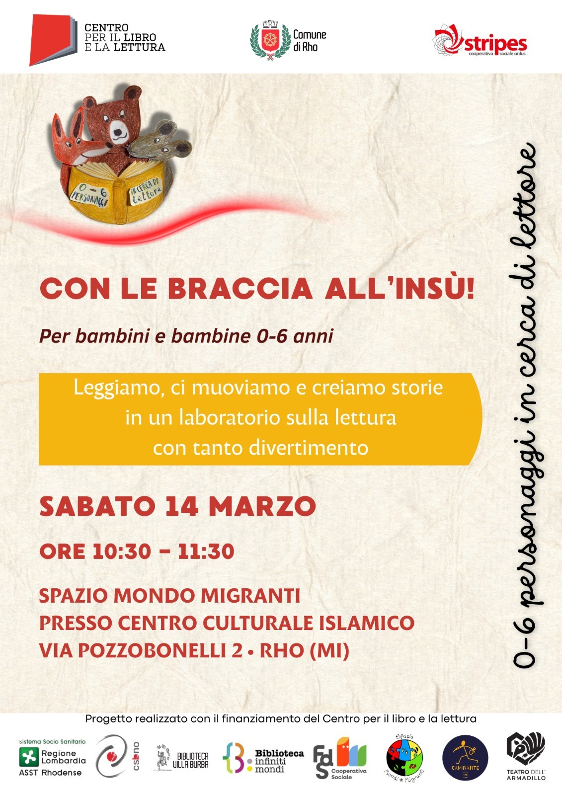 con le braccia all' insù