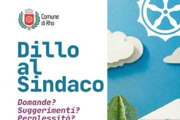 Dillo al sindaco locandina evento disegno di persone in piedi con albero e gazebo