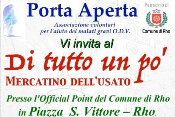 locandina mercatino di tutto un pò disegno di un furgoncino caarico di tanti oggetti 