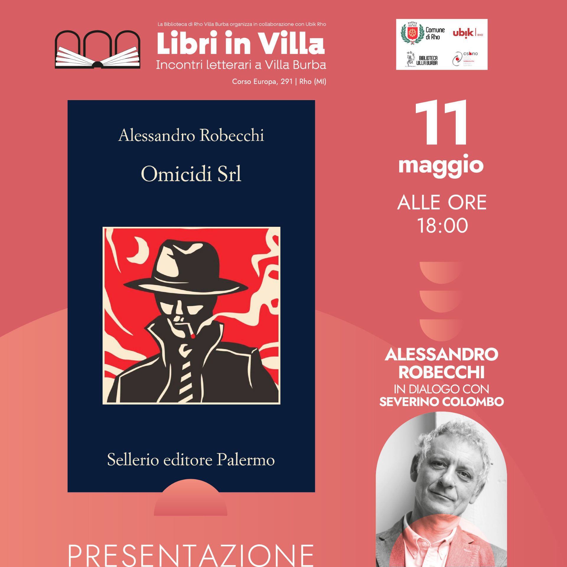 copertina libro omicidi Srl  e foto dell'autore Alessandro Robecchi