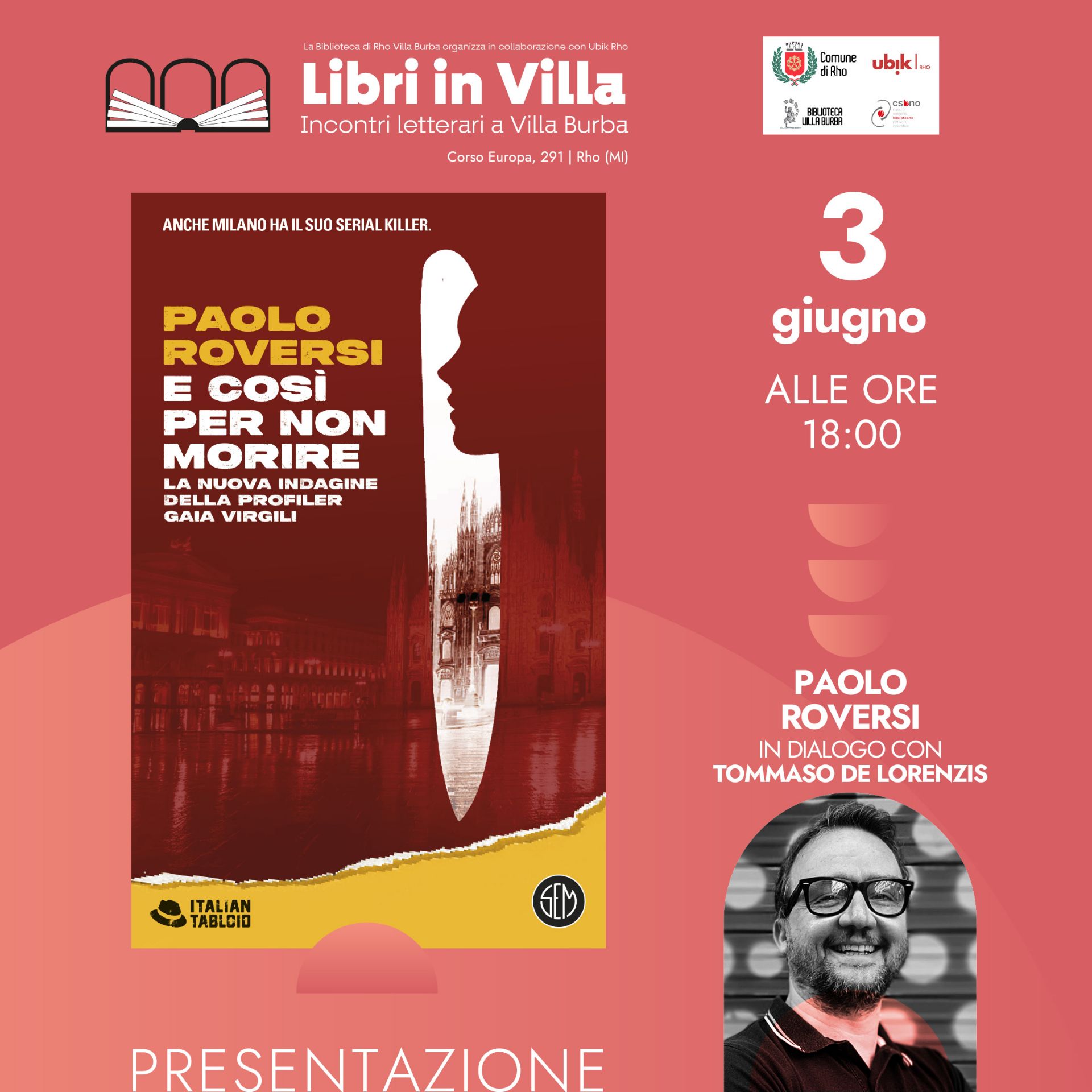 copertina del libro E così per non morire e foto dell'autore Paolo Roversi