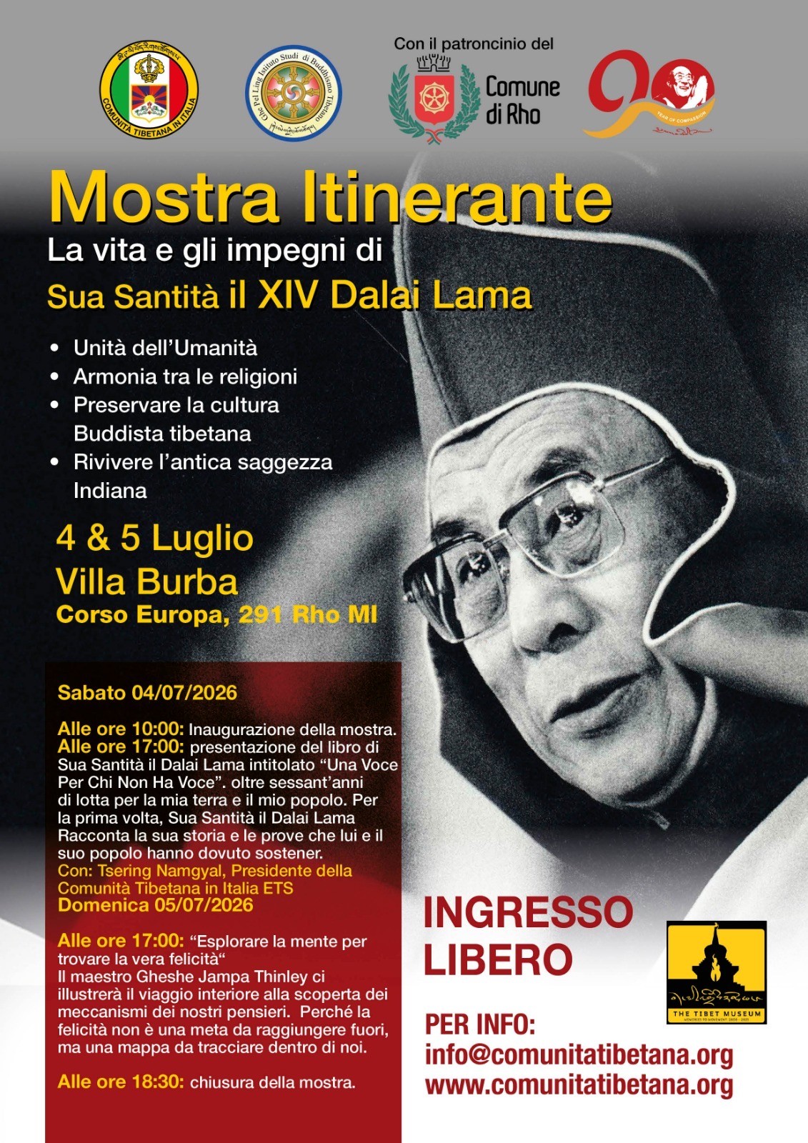locandina evento foto Dalai Lama