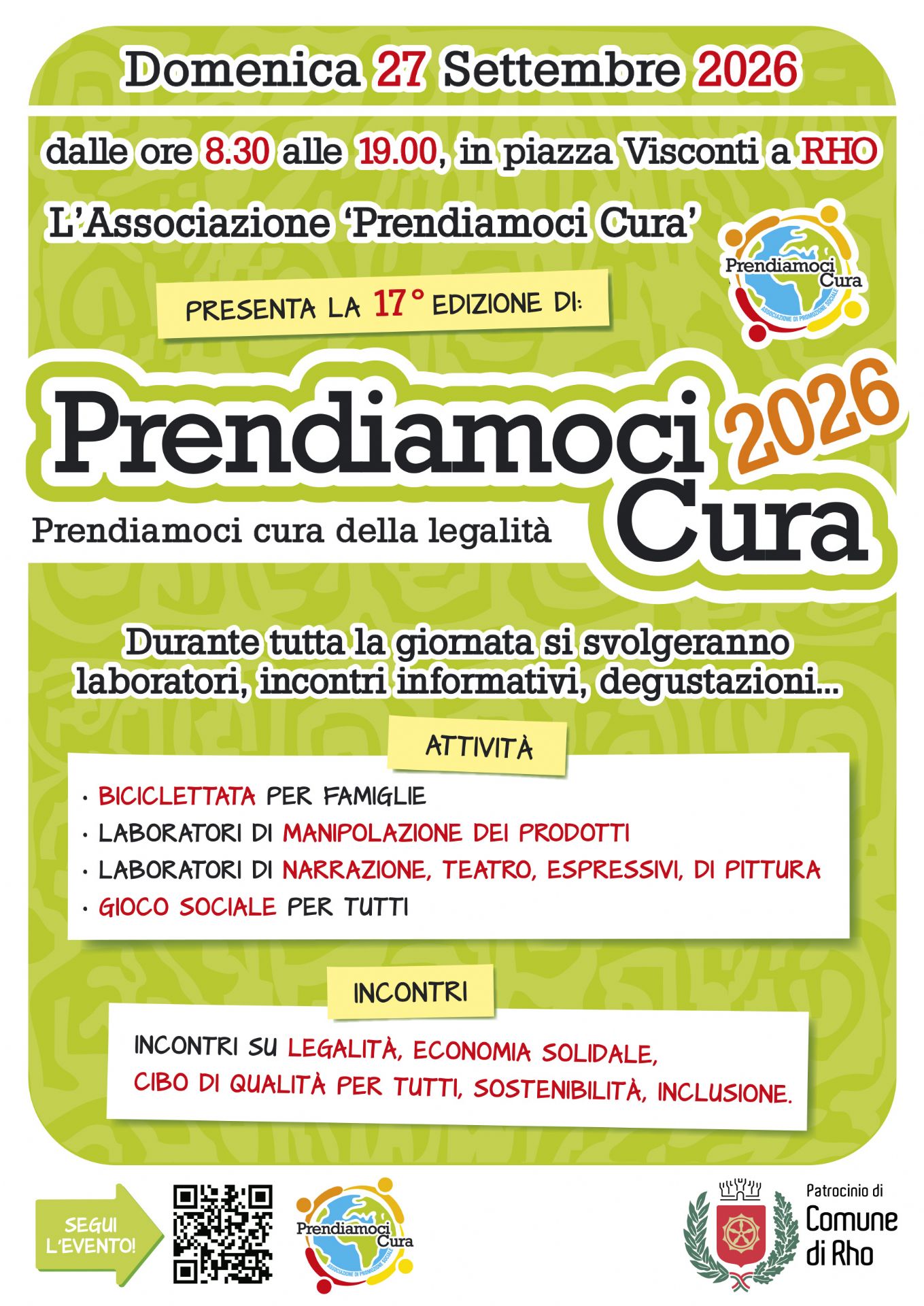 locandina Prendiamoci Cura della legalità del 27 settembre 2026